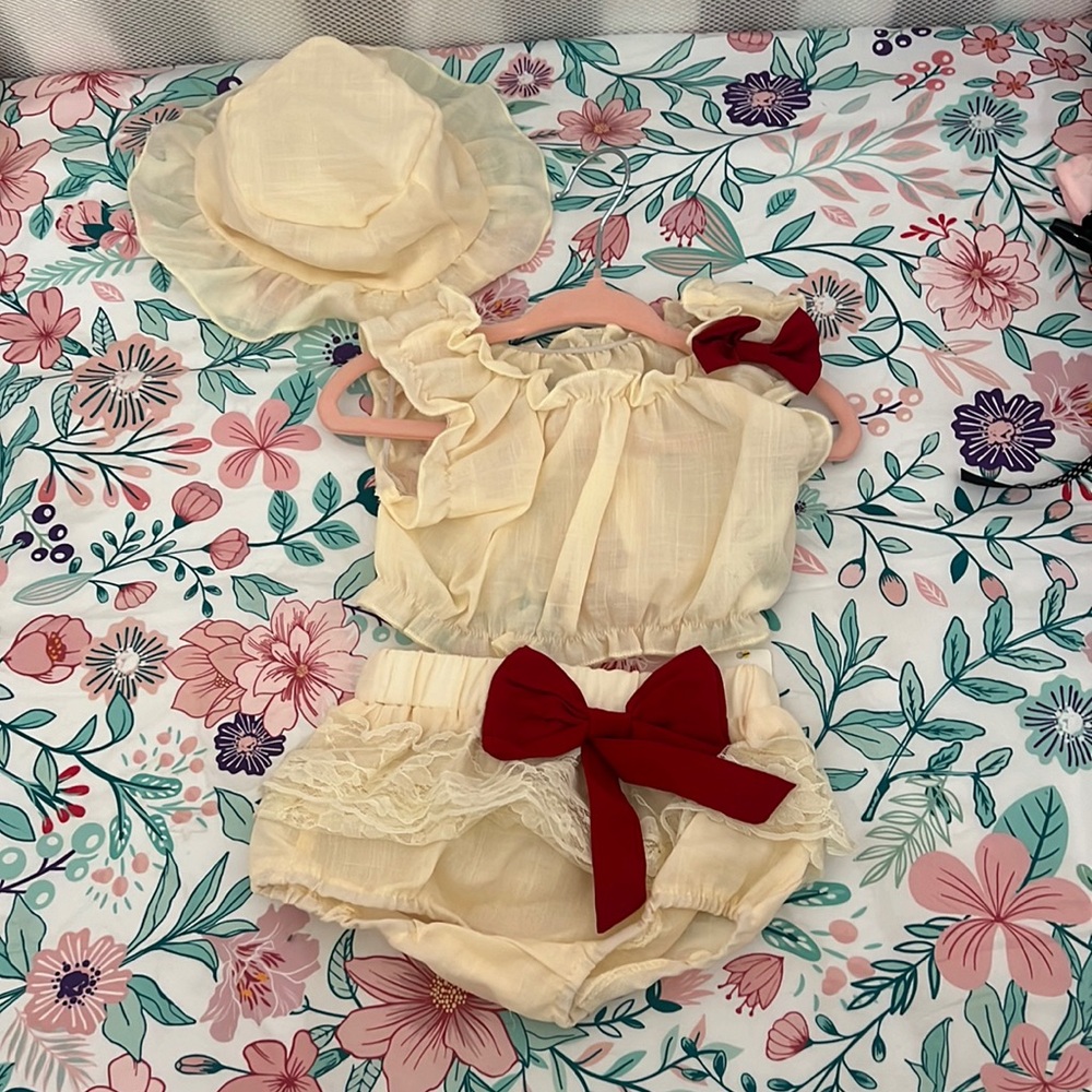 3-6m baby girl outfit with hat